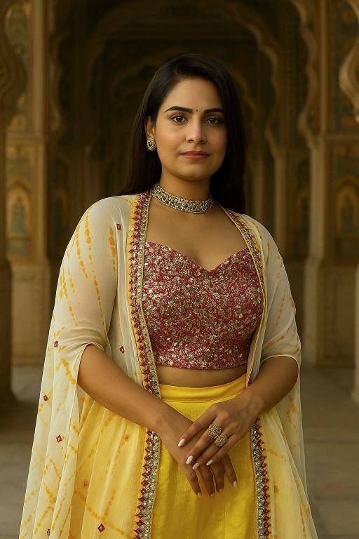 FB L355 slub silk Indo western Lehenga choli with price